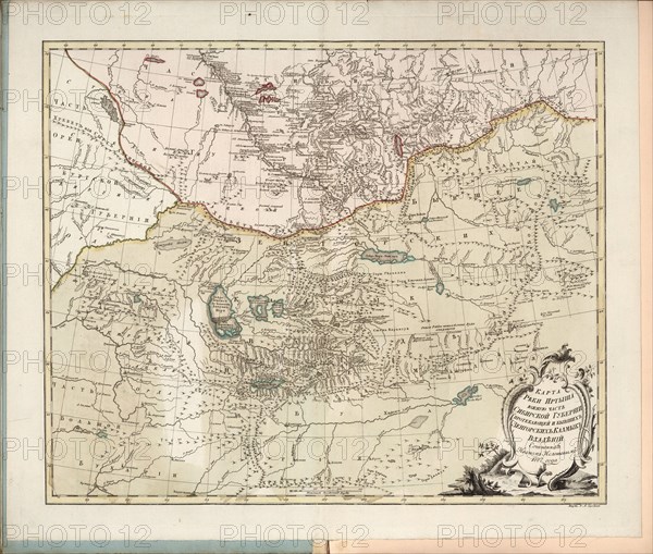 Map of the Irtysh River, the southern part of the Siberian Governorate , 1777.