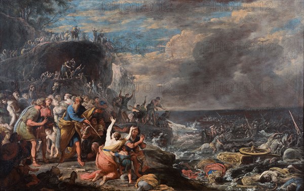 The Israelites crossing of the Red Sea, Mid of 17th cen..