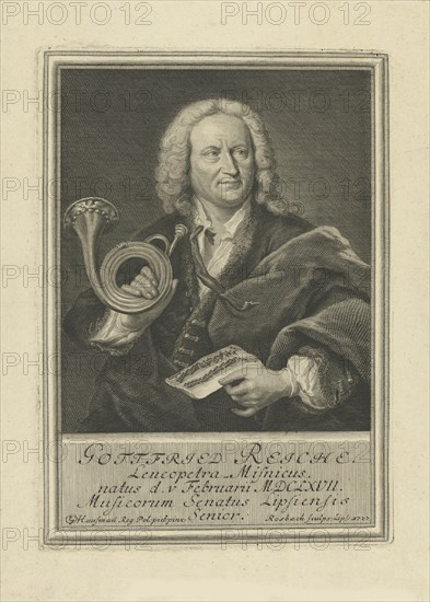 Portrait of the trumpet player and composer Gottfried Reiche (1667-1734) , 1727.