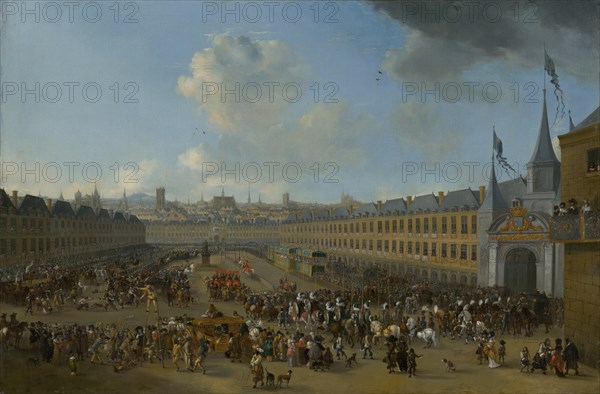 Tournament at the Place des Vosges in Paris , ca 1665.