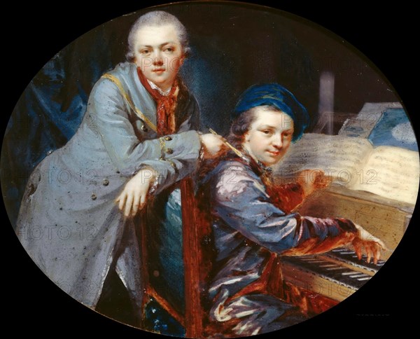 Self-portrait with Gottlieb Christian Füger, artist's brother , 1768.