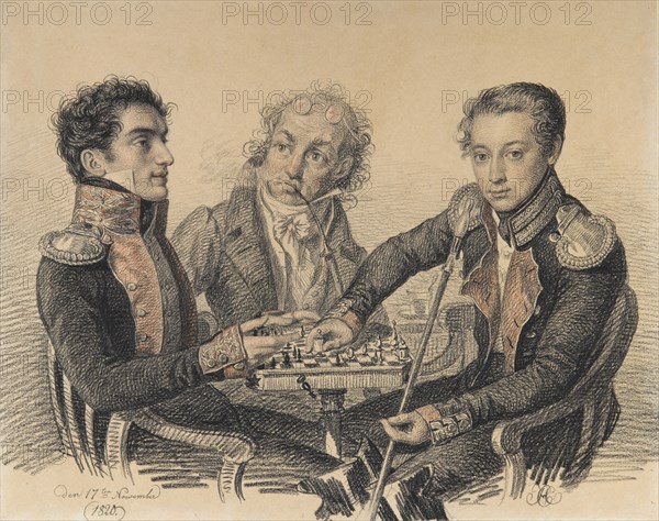 Count Zakhar Semjonovich Kherkheulidze, Baron Alexei Ivanovich Cherkasov with an Unknown, 1820.