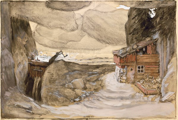 Stage design for the opera Der Bergsee by Julius Bittner, 1910-1911.