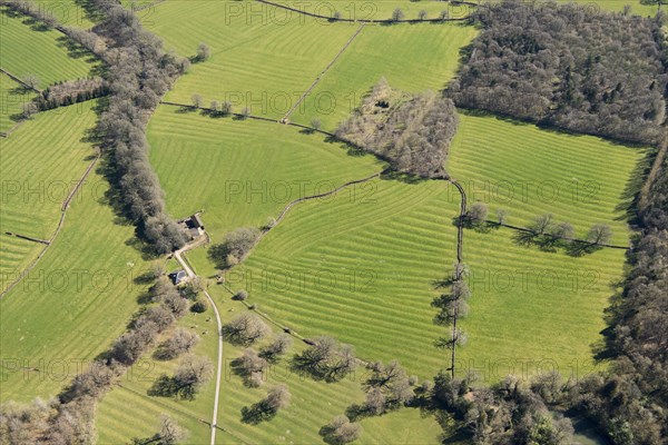 Medieval ridge and furrow earthworks near Sezincote, Gloucestershire, 2018