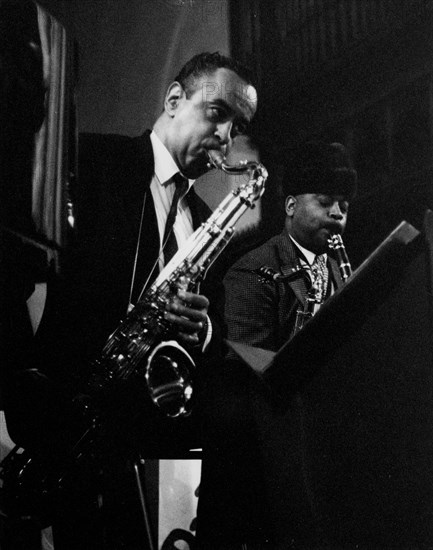 Paul Gonsalves and Lawrence Brown, rehearsal for a Sacred Concert, Cambridge, 1967.