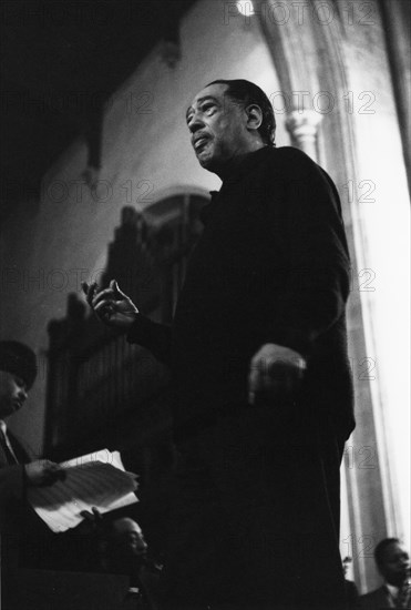 Duke Ellington, rehearsal for a Sacred Concert at Great St Mary's Church, Cambridge, 1967.