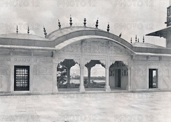 Agra. The Khas Mahal shewing the Taj', c1910.