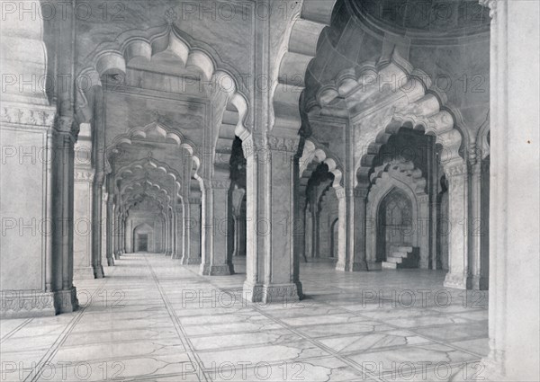 Agra. Interior of the Moti Musjid. (Pearl Mosque.)', c1910.