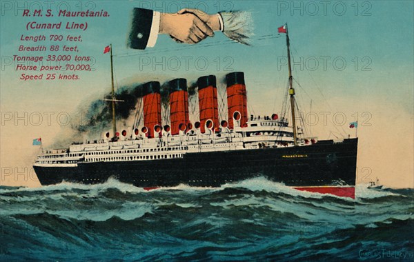 R.M.S. Mauretania. (Cunard Line)', c1930s.
