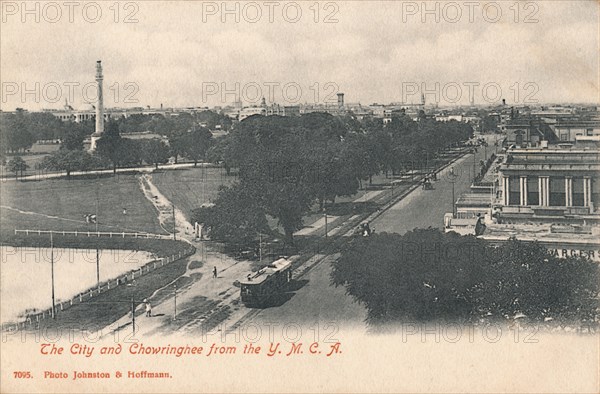 The City and Chowringhee from the Y.M.C.A.', early 20th century.