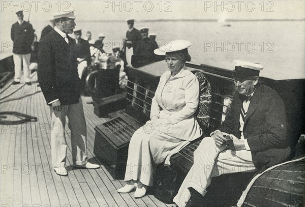 On the Britannia with King George and Sir Charles Cust', c1920, (1951).
