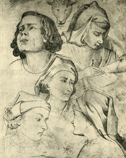Studies of heads, c1320-1366, (1943). s