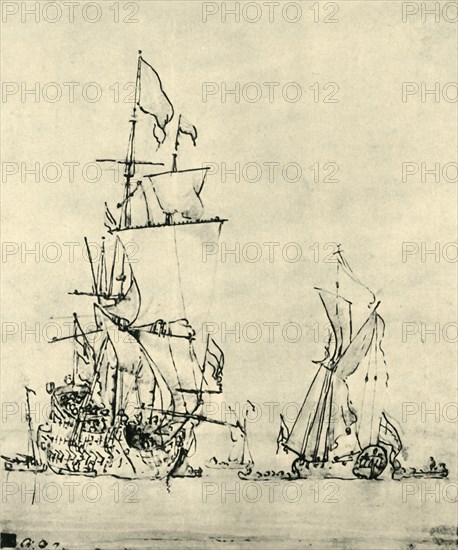 Ships at sea, mid-late 17th century, (1943).