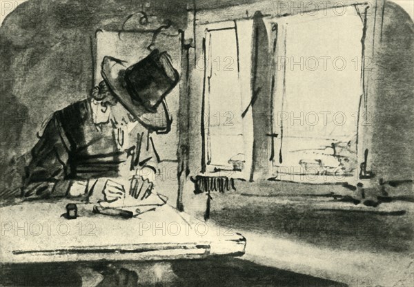Man drawing at window, mid 17th century, (1943).