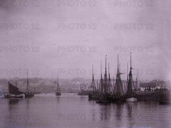 Ships in the harbour at Plymouth in Devon.