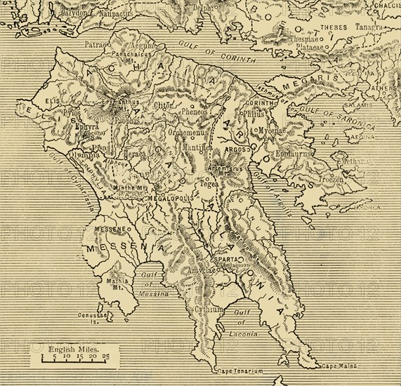 Map of the Peloponnesus', 1890.