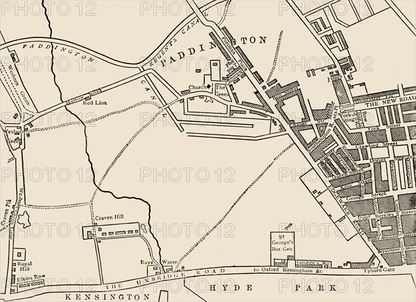 'Map of Paddington, in 1815'