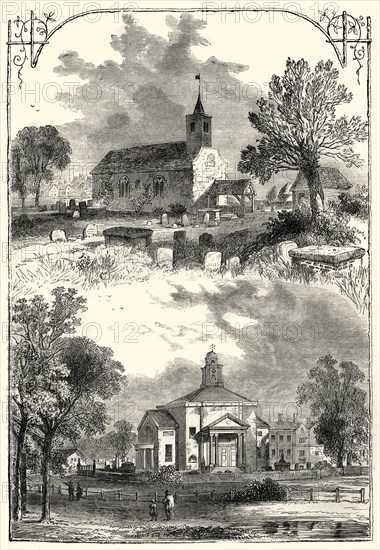 'Paddington Church: 1750 and 1805', (c1876)