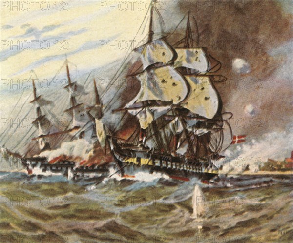 German battery attack from the beach at Eckernförde, 5 April 1849