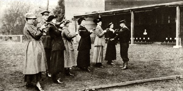 Members of the WRNS at revolver practice,1915