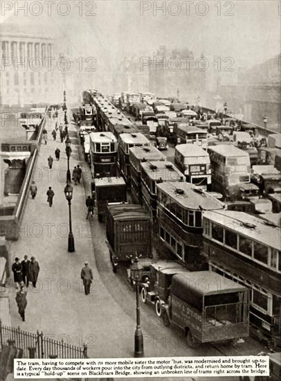 Traffic jam on Blackfriars Bridge, London