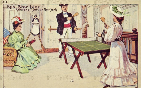 Table tennis on board a Red Star Line passenger ship,1907