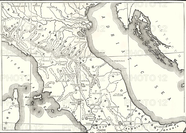 'Map of Northern and Central Italy',1890