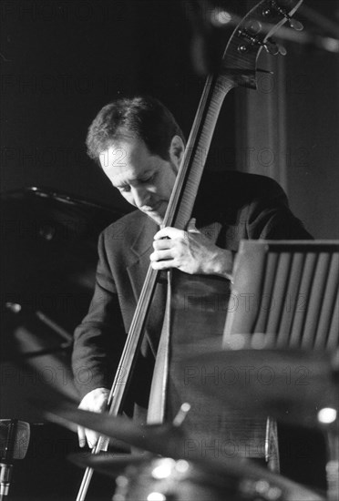 Phil Flanigan, playing double bass, c2008. Creator: Brian Foskett.