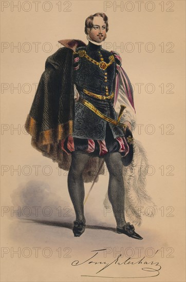 Guest in 16th century costume for Queen Victoria's Bal Costumé, May 12 1842, (1843).  Creator: John Richard Coke Smyth.