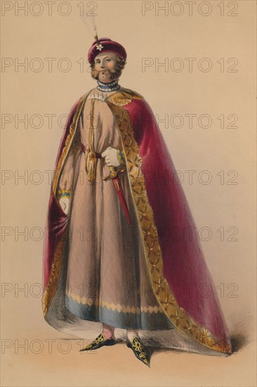 Guest in costume for Queen Victoria's Bal Costumé, May 12 1842, (1843).  Creator: John Richard Coke Smyth.