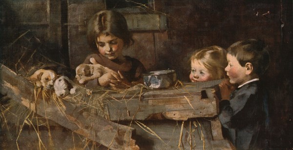 'Childhood's Treasures', 1886, (c1930).  Creator: Marianne Stokes.