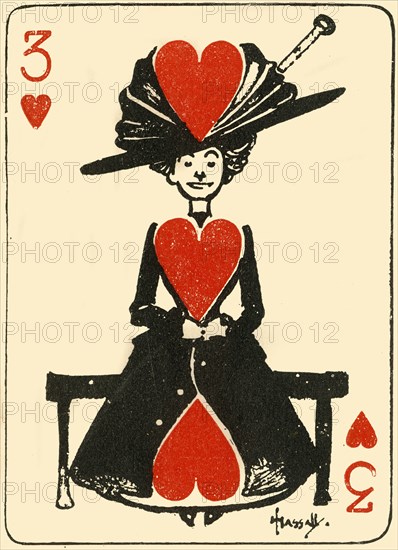 The waiting virgin, from the three of hearts', 1910. Creator: John Hassall.