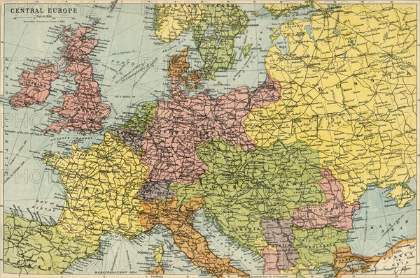 Map of Central Europe, c1914.  Creator: John Bartholomew & Son.