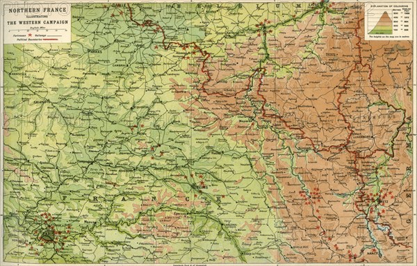 'Northern France Illustrating the Western Campaign', 1914, (c1920). Creator: John Bartholomew & Son.