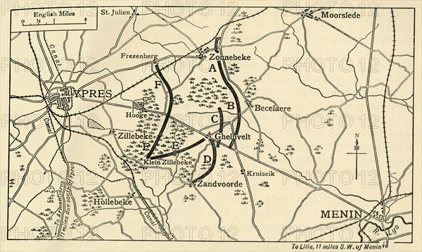 British positions before the First Battle of Ypres, First World War, 1914, (c1920). Creator: Unknown.