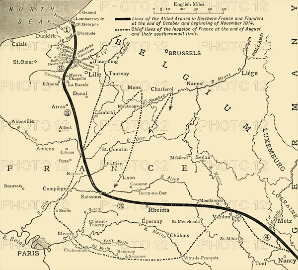 The Allied Armies in France and Flanders, First World War, 1914, (c1920). Creator: Unknown.
