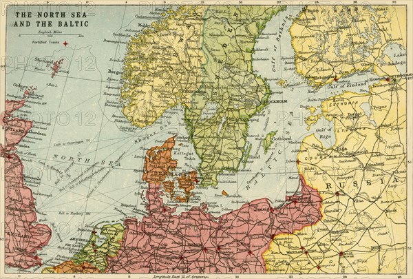 Map of the North Sea and the Baltic, c1914, (c1920). Creator: John Bartholomew & Son.
