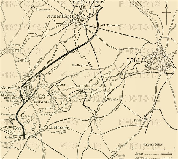 'The Battleground of Neuve Chapelle', First World War, 1915, (c1920). Creator: Unknown.