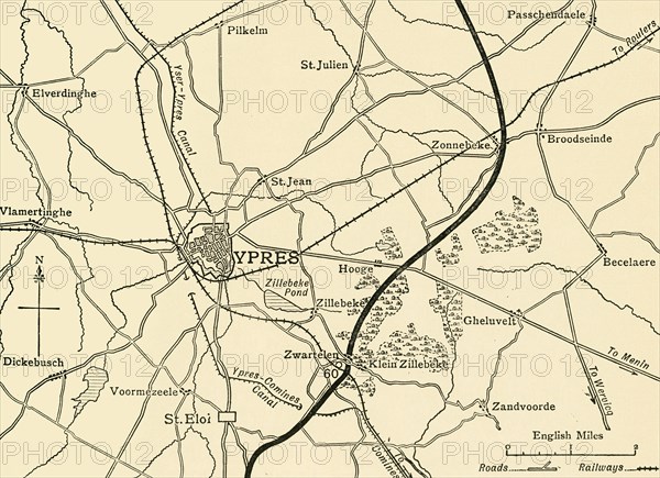 German positions near Ypres, Flanders, First World War, 1915, (c1920). Creator: Unknown.