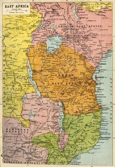 Map of East Africa, First World War, (c1920). Creator: John Bartholomew & Son.