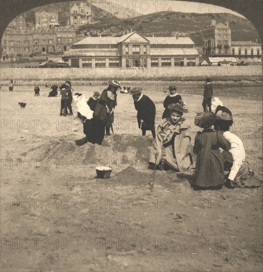 'On the beach at Llandudno, Wales', 1894.  Creator: Works and Sun Sculpture Studios.