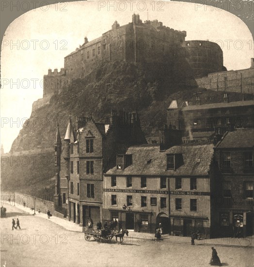 'Edinburgh Castle from Grasmarket', Scotland.  Creator: Works and Sun Sculpture Studios.