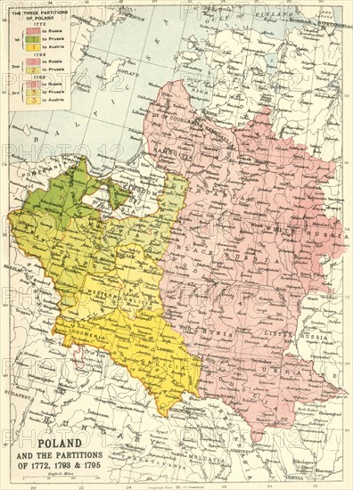 'Poland and the Partitions of 1772, 1793 & 1795', (c1920). Creator: John Bartholomew & Son.