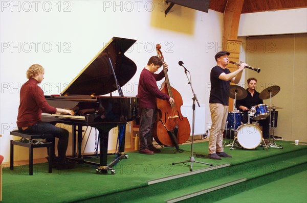 Adrian Cox Simon Read Joe Webb, Adrian Cox Quartet, Loughton Methodist Church, Essex, 28 Sept 2019. Creator: Brian O'Connor.