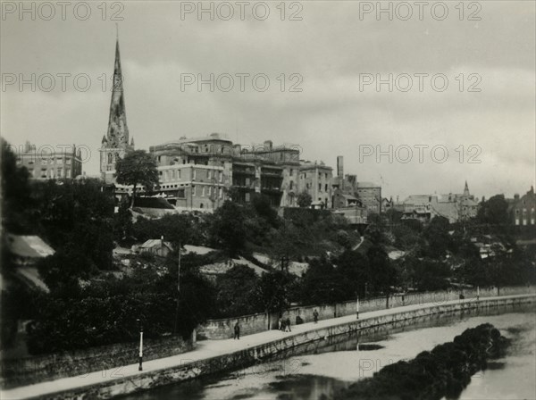 'Royal Salop Infirmary from English Bridge, Shrewsbury', c1920s. Creator: Unknown.