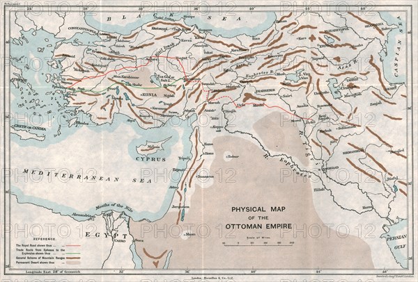 'Physical Map of the Ottoman Empire', c1915. Creator: Unknown.