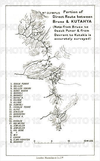 'Portion of direct route between Brusa and Kutahya', c1915. Creator: Stanford's Geographical Establishment.