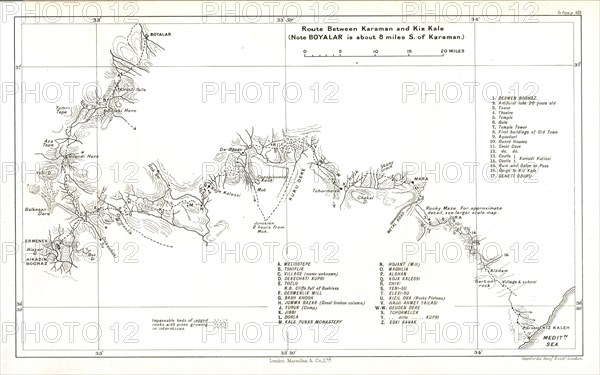 'Route between Karaman and Kiz Kale', c1915. Creator: Stanford's Geographical Establishment.