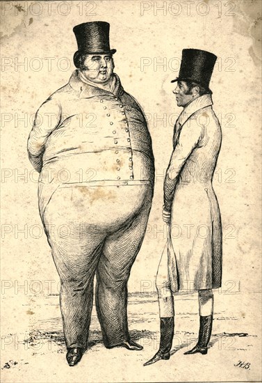 'Two Personages of Great Weight on the Turf. Query_Which is the weightier ?', 1829. Creator: John Doyle.