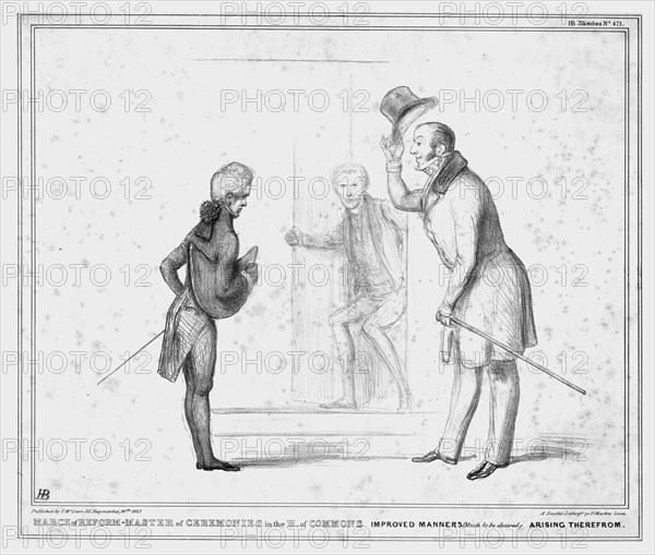 'March of Reform - Master of Ceremonies in the H. of Commons Improved Manners...', 1837.  Creator: John Doyle.